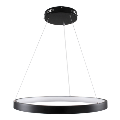 GloboStar® NEMESIS 61158 Κρεμαστό Φωτιστικό Δαχτυλίδι-Κύκλος LED CCT 45W 5230lm 360° AC 220-240V - Εναλλαγή Φωτισμού μέσω Τηλεχειριστηρίου All In One Ψυχρό 6000k+Φυσικό 4500k+Θερμό 2700k Dimmable Φ60cm - Μαύρο - 3 Years Warranty