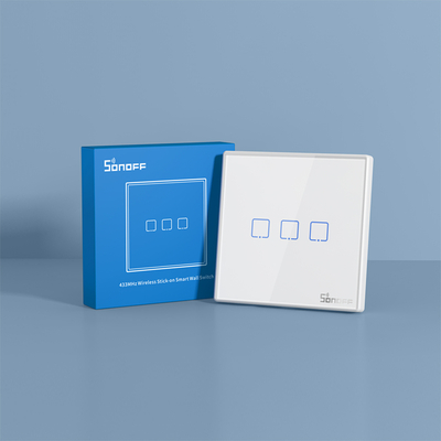 GloboStar® 80067 SONOFF T2EU3C-RF - 433MHz Wireless Smart Wall Touch Button Switch 3 Way - RF Series
