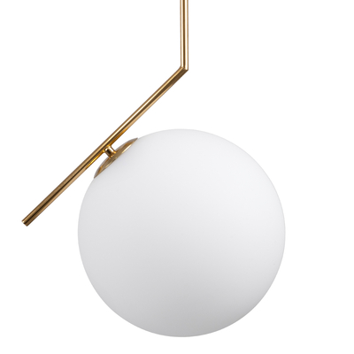 GloboStar® MONROE 00956 Μοντέρνο Κρεμαστό Φωτιστικό Μπάλα Μονόφωτο 1 x E27 IP20 Χρυσό Μέταλλο με Λευκό Γυαλί - Μ30 x Π30 x Υ75cm