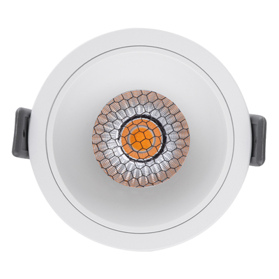 GloboStar® PLUTO-M 60255 Χωνευτό LED Spot Downlight TrimLess Φ8.4cm 10W 1250lm 38° AC 220-240V IP20 Φ8.4 x Υ5.9cm - Στρόγγυλο - Λευκό & Anti-Glare HoneyComb - Θερμό Λευκό 2700K - Bridgelux COB - 5 Years Warranty