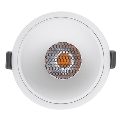 GloboStar® PLUTO-B 60261 Χωνευτό LED Spot Downlight TrimLess Φ10.4cm 15W 1875lm 38° AC 220-240V IP20 Φ10.4 x Υ6.5cm - Στρόγγυλο - Λευκό & Anti-Glare HoneyComb - Θερμό Λευκό 2700K - Bridgelux COB - 5 Years Warranty