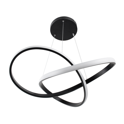 GloboStar® DEXTER 61049 Κρεμαστό Φωτιστικό Οροφής Design LED CCT 72W 8064lm 300° AC 220-240V - Εναλλαγή Φωτισμού μέσω Τηλεχειριστηρίου All In One Ψυχρό 6000k+Φυσικό 4500k+Θερμό 2700k Dimmable Φ56cm - Μαύρο - 3 Years Warranty