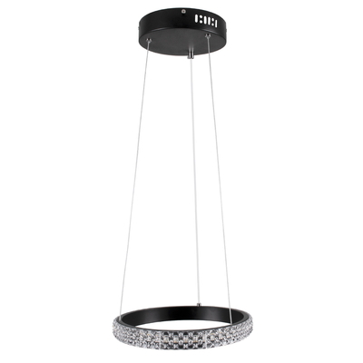 GloboStar® DIAMOND 61126 Κρεμαστό Φωτιστικό Δαχτυλίδι-Κύκλος LED CCT 20W 2356lm 360° AC 220-240V - Εναλλαγή Φωτισμού μέσω Τηλεχειριστηρίου All In One Ψυχρό 6000k+Φυσικό 4500k+Θερμό 2700k Dimmable Φ25cm - Μαύρο - 3 Years Warranty
