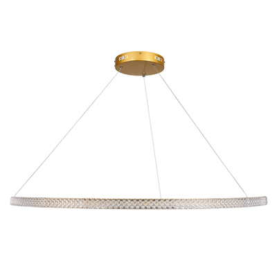 GloboStar® DIAMOND 61135 Κρεμαστό Φωτιστικό Δαχτυλίδι-Κύκλος LED CCT 75W 8743lm 360° AC 220-240V - Εναλλαγή Φωτισμού μέσω Τηλεχειριστηρίου All In One Ψυχρό 6000k+Φυσικό 4500k+Θερμό 2700k Dimmable Φ100cm - Χρυσό Βούρτσας - 3 Years Warranty