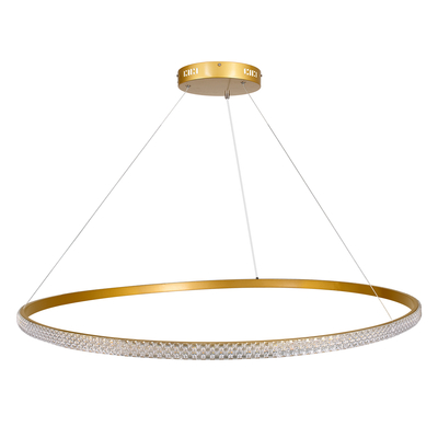 GloboStar® DIAMOND 61135 Κρεμαστό Φωτιστικό Δαχτυλίδι-Κύκλος LED CCT 75W 8743lm 360° AC 220-240V - Εναλλαγή Φωτισμού μέσω Τηλεχειριστηρίου All In One Ψυχρό 6000k+Φυσικό 4500k+Θερμό 2700k Dimmable Φ100cm - Χρυσό Βούρτσας - 3 Years Warranty
