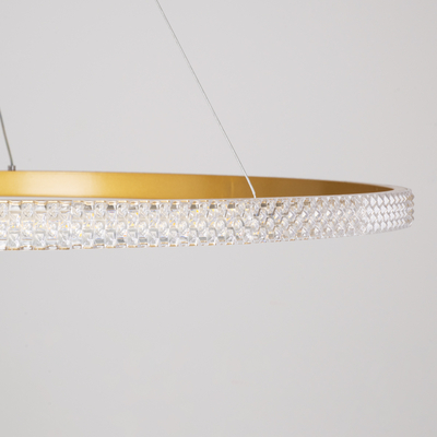 GloboStar® DIAMOND 61135 Κρεμαστό Φωτιστικό Δαχτυλίδι-Κύκλος LED CCT 75W 8743lm 360° AC 220-240V - Εναλλαγή Φωτισμού μέσω Τηλεχειριστηρίου All In One Ψυχρό 6000k+Φυσικό 4500k+Θερμό 2700k Dimmable Φ100cm - Χρυσό Βούρτσας - 3 Years Warranty