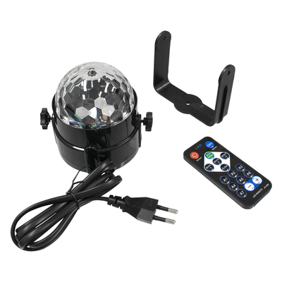 GloboStar® 79601-1 LED Party Disco Μπάλα με Περιστρεφόμενα Φωτορυθμικά Εφέ Πολύχρωμη RGB 15W με Sound Control Activated Εφέ και με Ασύρματο Χειριστήριο AC 230V IP20 Μ11 x Π8.6 x Υ13cm