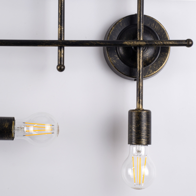 GloboStar® PIPING 00666-1 Vintage Φωτιστικό Οροφής Πλέγμα Πολύφωτο 6 x E27 IP20 Μπρούτζινο Μέταλλο - Μ66 x Π9.5 x Υ49cm