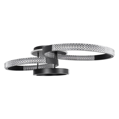 GloboStar® DIAMOND 61114 Φωτιστικό Οροφής Δαχτυλίδι-Κύκλος LED CCT 100W 12123lm 360° AC 220-240V - Εναλλαγή Φωτισμού μέσω Τηλεχειριστηρίου All In One Ψυχρό 6000k+Φυσικό 4500k+Θερμό 2700k Dimmable Φ30+40+50cm+BackLight - Μαύρο - 3 Years Warranty