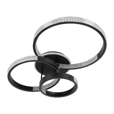 GloboStar® DIAMOND 61114 Φωτιστικό Οροφής Δαχτυλίδι-Κύκλος LED CCT 100W 12123lm 360° AC 220-240V - Εναλλαγή Φωτισμού μέσω Τηλεχειριστηρίου All In One Ψυχρό 6000k+Φυσικό 4500k+Θερμό 2700k Dimmable Φ30+40+50cm+BackLight - Μαύρο - 3 Years Warranty