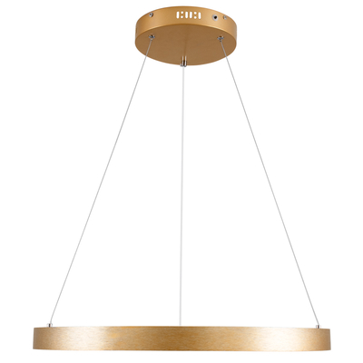 GloboStar® NEMESIS 61160 Κρεμαστό Φωτιστικό Δαχτυλίδι-Κύκλος LED CCT 45W 5230lm 360° AC 220-240V - Εναλλαγή Φωτισμού μέσω Τηλεχειριστηρίου All In One Ψυχρό 6000k+Φυσικό 4500k+Θερμό 2700k Dimmable Φ60cm - Χρυσό Βούρτσας - 3 Years Warranty