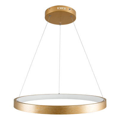 GloboStar® NEMESIS 61160 Κρεμαστό Φωτιστικό Δαχτυλίδι-Κύκλος LED CCT 45W 5230lm 360° AC 220-240V - Εναλλαγή Φωτισμού μέσω Τηλεχειριστηρίου All In One Ψυχρό 6000k+Φυσικό 4500k+Θερμό 2700k Dimmable Φ60cm - Χρυσό Βούρτσας - 3 Years Warranty