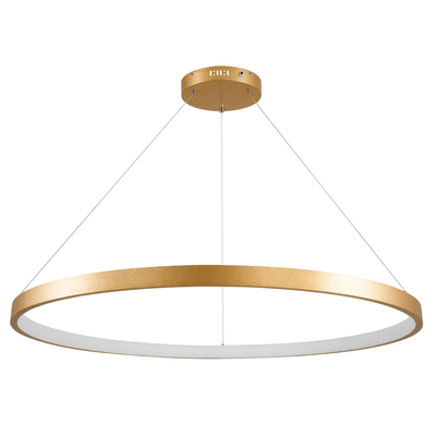 GloboStar® NEMESIS 61166 Κρεμαστό Φωτιστικό Δαχτυλίδι-Κύκλος LED CCT 75W 8743lm 360° AC 220-240V - Εναλλαγή Φωτισμού μέσω Τηλεχειριστηρίου All In One Ψυχρό 6000k+Φυσικό 4500k+Θερμό 2700k Dimmable Φ100cm - Χρυσό Βούρτσας - 3 Years Warranty