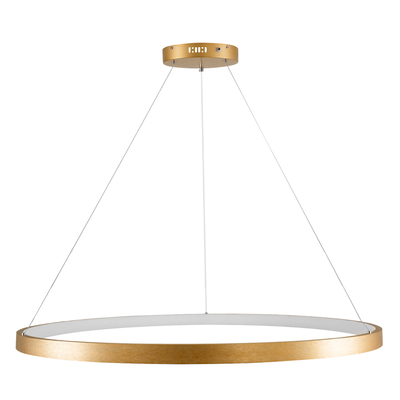 GloboStar® NEMESIS 61166 Κρεμαστό Φωτιστικό Δαχτυλίδι-Κύκλος LED CCT 75W 8743lm 360° AC 220-240V - Εναλλαγή Φωτισμού μέσω Τηλεχειριστηρίου All In One Ψυχρό 6000k+Φυσικό 4500k+Θερμό 2700k Dimmable Φ100cm - Χρυσό Βούρτσας - 3 Years Warranty