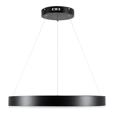 GloboStar® VENOM 61176 Κρεμαστό Φωτιστικό Δαχτυλίδι-Κύκλος LED CCT 45W 5269lm 120° AC 220-240V - Εναλλαγή Φωτισμού μέσω Τηλεχειριστηρίου All In One Ψυχρό 6000K+Φυσικό 4500K+Θερμό 2700K Dimmable Φ60cm - Μαύρο - 3 Years Warranty