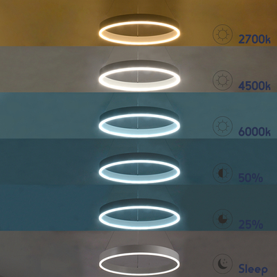 GloboStar® VENOM 61177 Κρεμαστό Φωτιστικό Δαχτυλίδι-Κύκλος LED CCT 45W 5269lm 120° AC 220-240V - Εναλλαγή Φωτισμού μέσω Τηλεχειριστηρίου All In One Ψυχρό 6000K+Φυσικό 4500K+Θερμό 2700K Dimmable Φ60cm - Λευκό - 3 Years Warranty