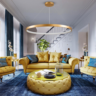 GloboStar® NEMESIS 61166 Κρεμαστό Φωτιστικό Δαχτυλίδι-Κύκλος LED CCT 75W 8743lm 360° AC 220-240V - Εναλλαγή Φωτισμού μέσω Τηλεχειριστηρίου All In One Ψυχρό 6000k+Φυσικό 4500k+Θερμό 2700k Dimmable Φ100cm - Χρυσό Βούρτσας - 3 Years Warranty