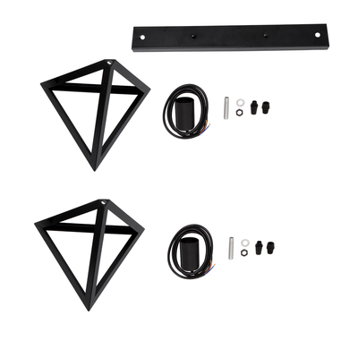 GloboStar® TRIANGLE 00611 Μοντέρνο Κρεμαστό Φωτιστικό Ράγα Δίφωτο 2 x E27 IP20 Μαύρο Μέταλλο - Μ60 x Π22 x Y130cm