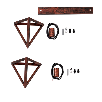 GloboStar® TRIANGLE 00613 Μοντέρνο Κρεμαστό Φωτιστικό Ράγα Δίφωτο 2 x E27 IP20 Χάλκινο Μέταλλο - Μ60 x Π22 x Y130cm