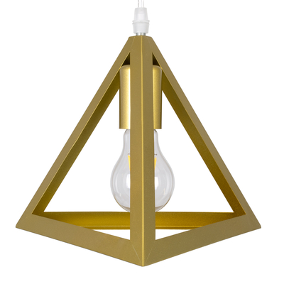 GloboStar® TRIANGLE 00615 Μοντέρνο Κρεμαστό Φωτιστικό Ράγα Δίφωτο 2 x E27 IP20 Χρυσό Μέταλλο - Μ60 x Π22 x Y130cm