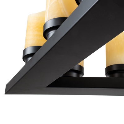 GloboStar® DOME 10001021 Vintage Κρεμαστό Φωτιστικό Ανάρτηση Πολύφωτο 9 x E27 Μαύρο Μέταλλο, Μπεζ Σχοινί με Μπεζ Όνυχα - Μ68 x Π60 x Υ50cm