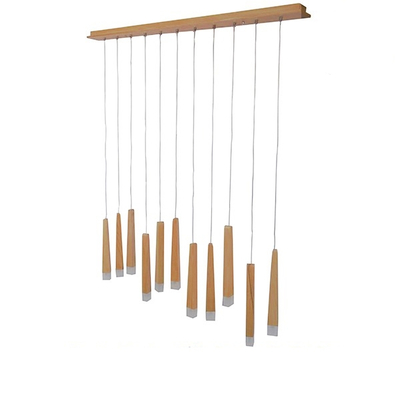 GloboStar® CALISTA 10001254 Μοντέρνο Κρεμαστό Φωτιστικό Ραγα Πολύφωτο 11 x G4 IP20 Μπεζ Ξύλο - Μ120 x Π8 x Υ33cm