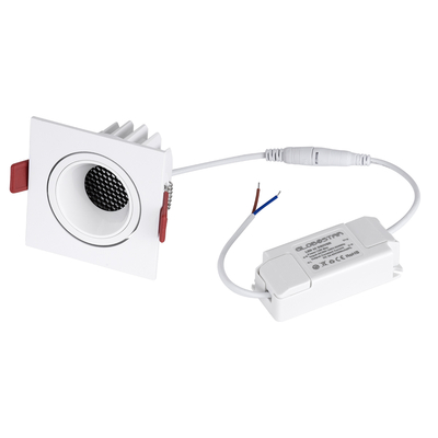 GloboStar® LEO-SQ 60290 Χωνευτό LED Spot Downlight TrimLess Μ8.5xΠ8.5cm 10W 1300lm 38° AC 220-240V IP20 Μ8.5 x Π8.5 x Υ6.6cm - Τετράγωνο - Κινούμενο - Λευκό & Anti-Glare HoneyComb - Φυσικό Λευκό 4500K - Bridgelux COB - 5 Years Warranty