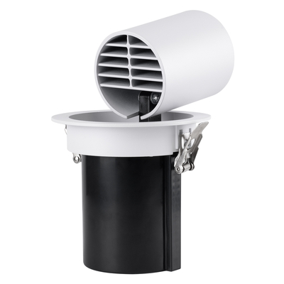 GloboStar® VIRGO-B 60310 Χωνευτό LED Spot Downlight TrimLess Φ13.5cm 20W 2600lm 36° AC 220-240V IP20 Φ13.5cm x Υ14cm - Στρόγγυλο - Λευκό με Μαύρο Κάτοπτρο - Φυσικό Λευκό 4500K - Bridgelux COB - 5 Years Warranty