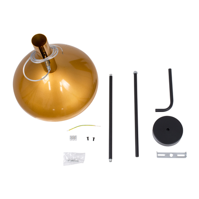 GloboStar® KATIE 00538 Μοντέρνο Φωτιστικό Οροφής Καμπάνα Μονόφωτο 1 x E27 IP20 Μαύρο & Χρυσό Μέταλλο - Μ30 x Π30 x Υ120cm