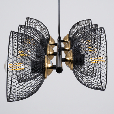 GloboStar® VERONA 00588 Μοντέρνο Κρεμαστό Φωτιστικό Ράγα Πολύφωτο 9 x E27 Μαύρο & Χρυσό Μέταλλο - Μ140 x Π28 x Υ20cm