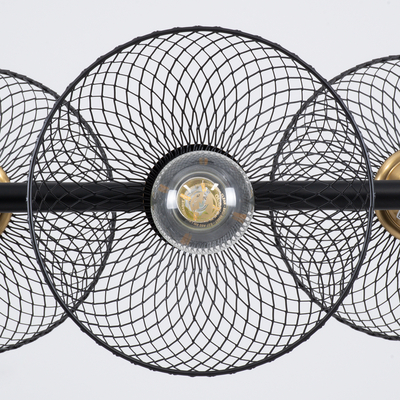 GloboStar® VERONA 00588 Μοντέρνο Κρεμαστό Φωτιστικό Ράγα Πολύφωτο 9 x E27 Μαύρο & Χρυσό Μέταλλο - Μ140 x Π28 x Υ20cm