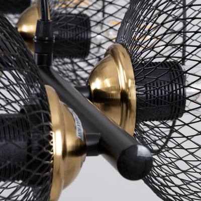 GloboStar® VERONA 00588 Μοντέρνο Κρεμαστό Φωτιστικό Ράγα Πολύφωτο 9 x E27 Μαύρο & Χρυσό Μέταλλο - Μ140 x Π28 x Υ20cm