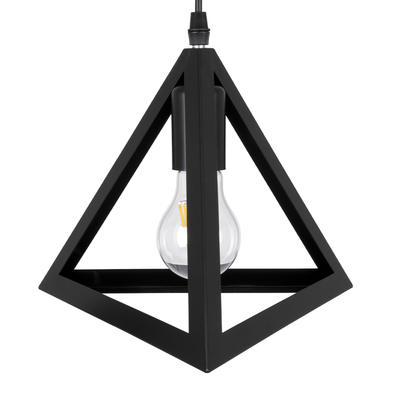 GloboStar® TRIANGLE 00608 Μοντέρνο Κρεμαστό Φωτιστικό Ράγα Πολύφωτο 5 x E27 IP20 Μαύρο Μέταλλο - Μ170 x Π22 x Y130cm