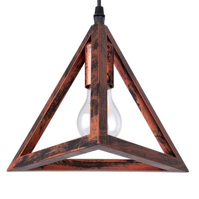 GloboStar® TRIANGLE 00609 Μοντέρνο Κρεμαστό Φωτιστικό Ράγα Πολύφωτο 5 x E27 IP20 Χάλκινο Μέταλλο - Μ170 x Π22 x Y130cm