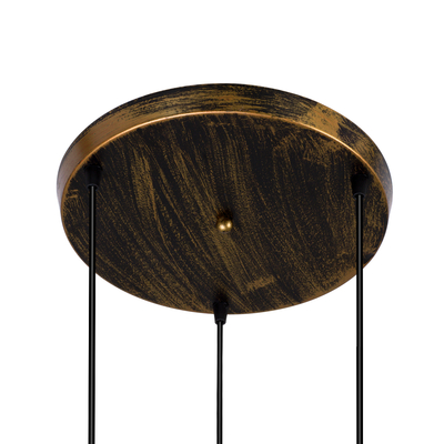 GloboStar® TRIANGLE 00619 Μοντέρνο Κρεμαστό Φωτιστικό Πλέγμα Τρίφωτο 3 x E27 IP20 Μπρούτζινο Μέταλλο - Μ49 x Π49 x Y130cm