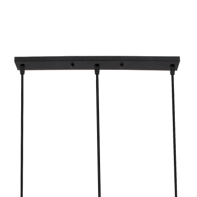 GloboStar® TRIANGLE 00621 Μοντέρνο Κρεμαστό Φωτιστικό Ράγα Τρίφωτο 3 x E27 IP20 Μαύρο Μέταλλο - Μ70 x Π22 x Y130cm