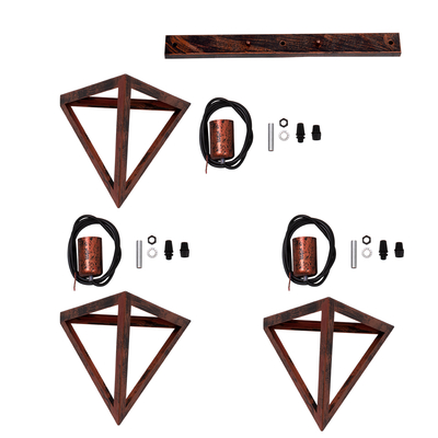 GloboStar® TRIANGLE 00623 Μοντέρνο Κρεμαστό Φωτιστικό Ράγα Τρίφωτο 3 x E27 IP20 Χάλκινο Μέταλλο - Μ70 x Π22 x Y130cm