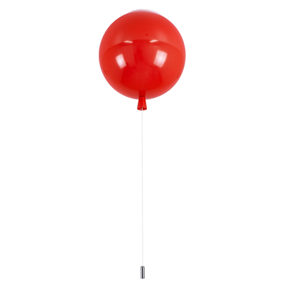 GloboStar® BALLOON 00652 Παιδικό Φωτιστικό Οροφής Μπάλα Μονόφωτο 1 x E27 IP20 Κόκκινο Πλαστικό με Ασημί Μέταλλο - Μ30 x Π30 x Υ33cm