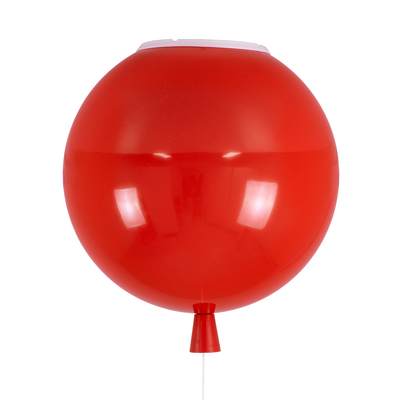 GloboStar® BALLOON 00652 Παιδικό Φωτιστικό Οροφής Μπάλα Μονόφωτο 1 x E27 IP20 Κόκκινο Πλαστικό με Ασημί Μέταλλο - Μ30 x Π30 x Υ33cm