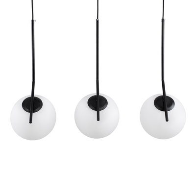 GloboStar® MONROE 00954 Μοντέρνο Κρεμαστό Φωτιστικό Ράγα Τρίφωτο 3 x E27 IP20 Μαύρο Μέταλλο με Λευκό Γυαλί - Μ74 x Π25 x Υ50cm