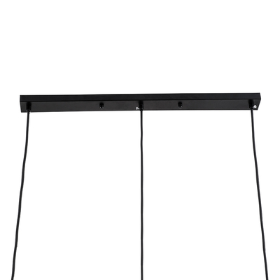 GloboStar® MONROE 00954 Μοντέρνο Κρεμαστό Φωτιστικό Ράγα Τρίφωτο 3 x E27 IP20 Μαύρο Μέταλλο με Λευκό Γυαλί - Μ74 x Π25 x Υ50cm