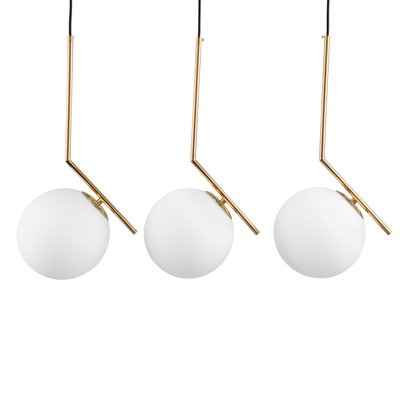 GloboStar® MONROE 00955 Μοντέρνο Κρεμαστό Φωτιστικό Ράγα Τρίφωτο 3 x E27 IP20 Χρυσό Μέταλλο με Λευκό Γυαλί - Μ74 x Π25 x Υ50cm