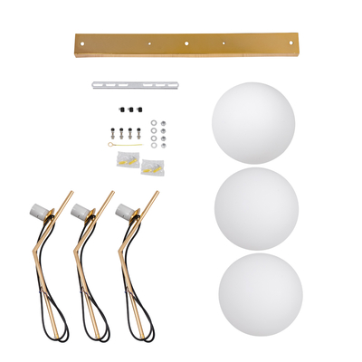 GloboStar® MONROE 00955 Μοντέρνο Κρεμαστό Φωτιστικό Ράγα Τρίφωτο 3 x E27 IP20 Χρυσό Μέταλλο με Λευκό Γυαλί - Μ74 x Π25 x Υ50cm