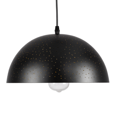 GloboStar® SOLANA 01301 Μοντέρνο Κρεμαστό Φωτιστικό Καμπάνα Μονόφωτο 1 x E27 IP20 Μαύρο & Χρυσό Μέταλλο - Μ30 x Π30 x Υ15cm