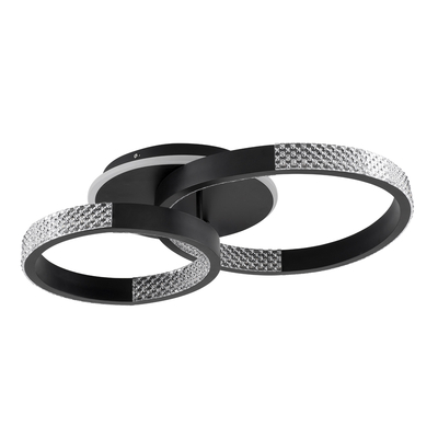 GloboStar® DIAMOND 61111 Φωτιστικό Οροφής Δαχτυλίδι-Κύκλος LED CCT 67W 8078lm 360° AC 220-240V - Εναλλαγή Φωτισμού μέσω Τηλεχειριστηρίου All In One Ψυχρό 6000k+Φυσικό 4500k+Θερμό 2700k Dimmable Φ30+40cm+BackLight - Μαύρο - 3 Years Warranty