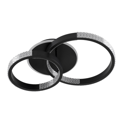 GloboStar® DIAMOND 61111 Φωτιστικό Οροφής Δαχτυλίδι-Κύκλος LED CCT 67W 8078lm 360° AC 220-240V - Εναλλαγή Φωτισμού μέσω Τηλεχειριστηρίου All In One Ψυχρό 6000k+Φυσικό 4500k+Θερμό 2700k Dimmable Φ30+40cm+BackLight - Μαύρο - 3 Years Warranty