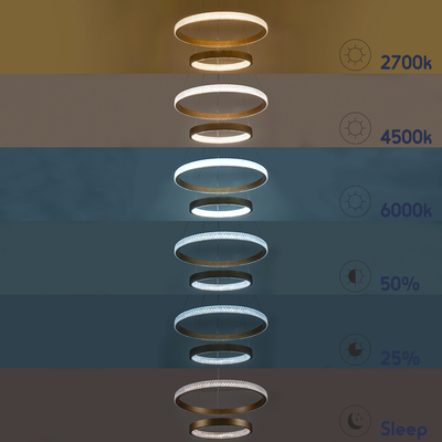 GloboStar® DIAMOND DUO 61150-DECO Κρεμαστό Φωτιστικό Δαχτυλίδι-Κύκλος LED CCT 75W 8743lm 360° AC 220-240V - Εναλλαγή Φωτισμού μέσω Τηλεχειριστηρίου All In One Ψυχρό 6000k+Φυσικό 4500k+Θερμό 2700k Dimmable Φ40+60cm - Μαύρο - 3 Years Warranty