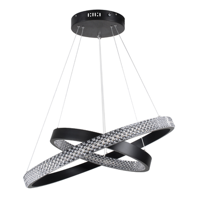 GloboStar® DIAMOND DUO 61150-DECO Κρεμαστό Φωτιστικό Δαχτυλίδι-Κύκλος LED CCT 75W 8743lm 360° AC 220-240V - Εναλλαγή Φωτισμού μέσω Τηλεχειριστηρίου All In One Ψυχρό 6000k+Φυσικό 4500k+Θερμό 2700k Dimmable Φ40+60cm - Μαύρο - 3 Years Warranty