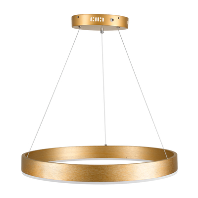 GloboStar® VENOM 61178 Κρεμαστό Φωτιστικό Δαχτυλίδι-Κύκλος LED CCT 45W 5269lm 120° AC 220-240V - Εναλλαγή Φωτισμού μέσω Τηλεχειριστηρίου All In One Ψυχρό 6000K+Φυσικό 4500K+Θερμό 2700K Dimmable Φ60cm - Χρυσό Βούρτσας - 3 Years Warranty