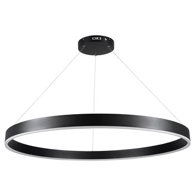GloboStar® VENOM 61182 Κρεμαστό Φωτιστικό Δαχτυλίδι-Κύκλος LED CCT 75W 8818lm 120° AC 220-240V - Εναλλαγή Φωτισμού μέσω Τηλεχειριστηρίου All In One Ψυχρό 6000K+Φυσικό 4500K+Θερμό 2700K Dimmable Φ100cm - Μαύρο - 3 Years Warranty